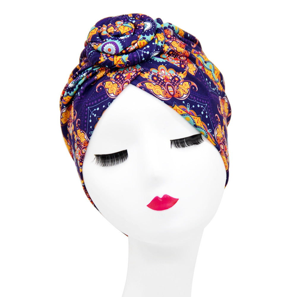 European And American Popular Retro Turban Hats African Handmade Spiral Flower Hats Bohemian Fashion Hats