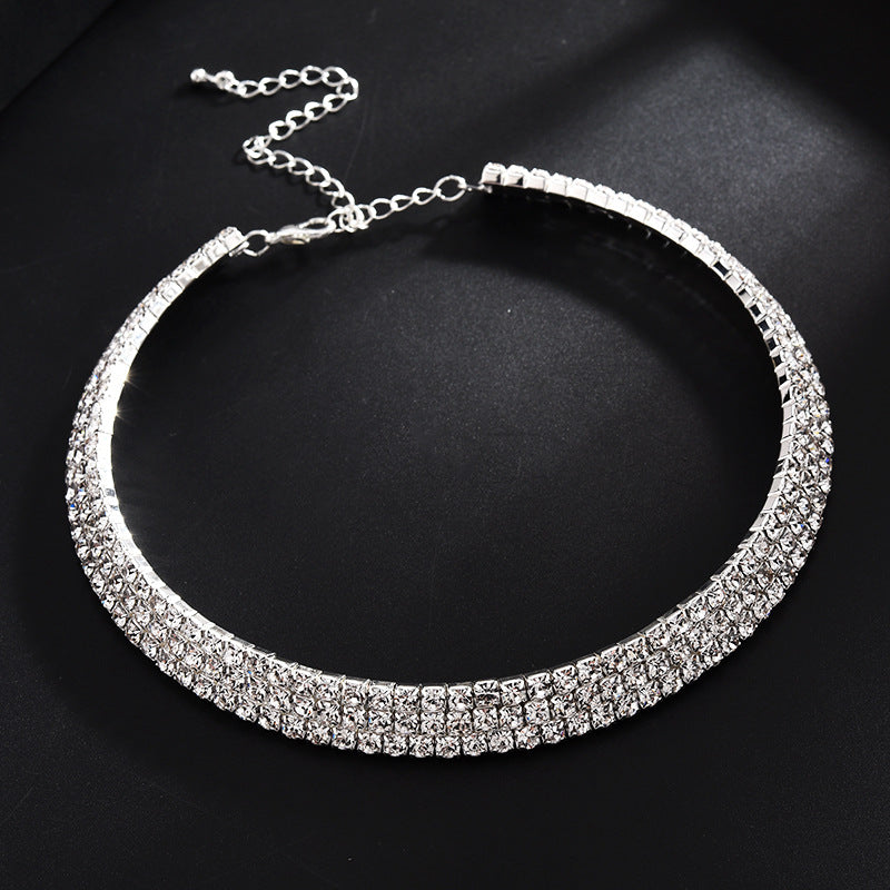 Elegant 2-Tone Diamond Beaded Necklace Set for Women with Round Geometry Claw Chain Design