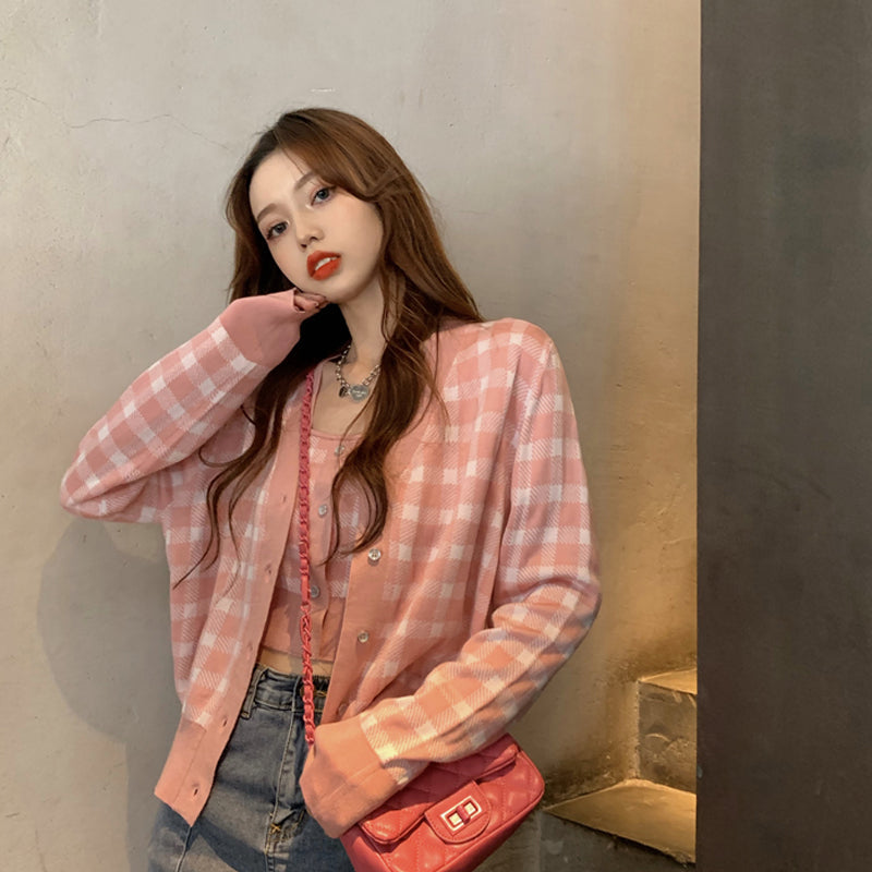 New Korean Style Gentle Style Long-Sleeved Sweater Women Short Sweater Cardigan Small Jacket