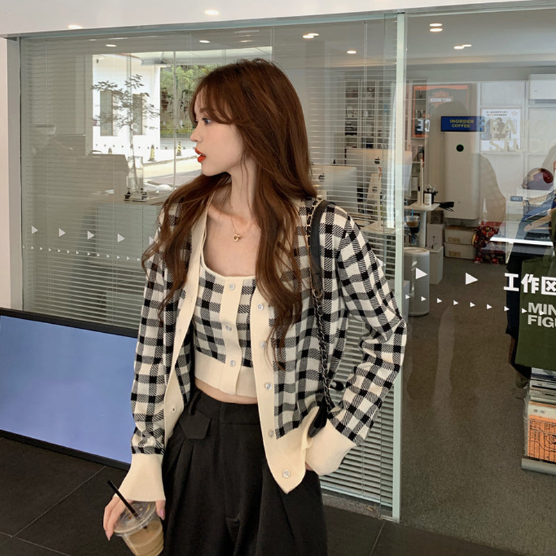 New Korean Style Gentle Style Long-Sleeved Sweater Women Short Sweater Cardigan Small Jacket