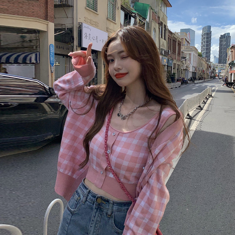 New Korean Style Gentle Style Long-Sleeved Sweater Women Short Sweater Cardigan Small Jacket