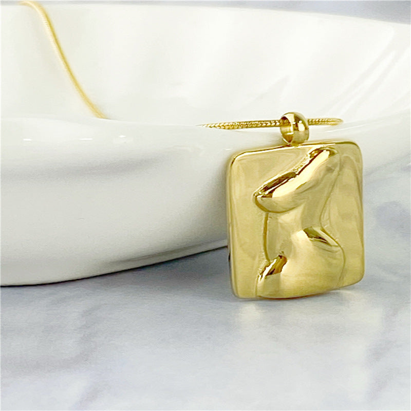 Square Titanium Steel Necklace Body Art Model Pendant