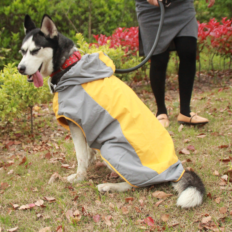 Color Block Cloak Big Dog Raincoat Outdoor Breathable Dog Jacket