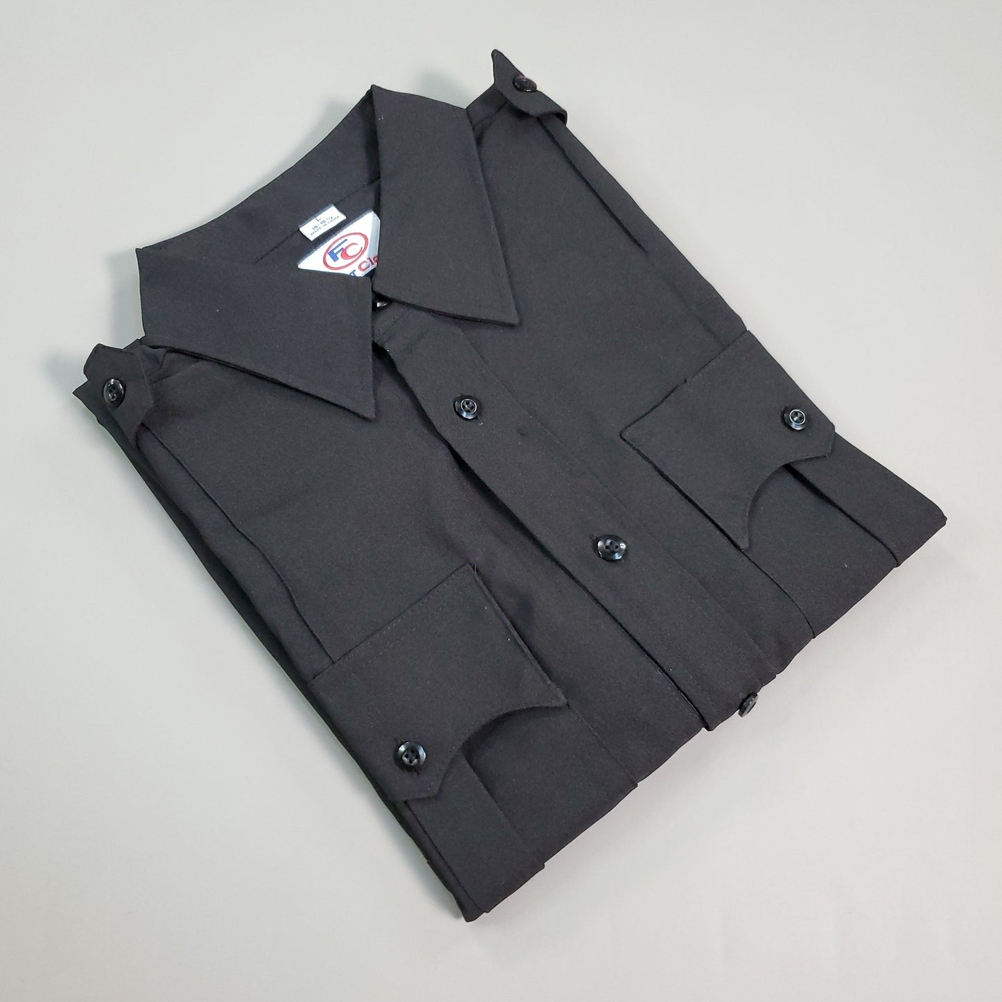 FIRST CLASS Short Sleeve Uniform Shirt Men's Sz L Black LS03 (New)