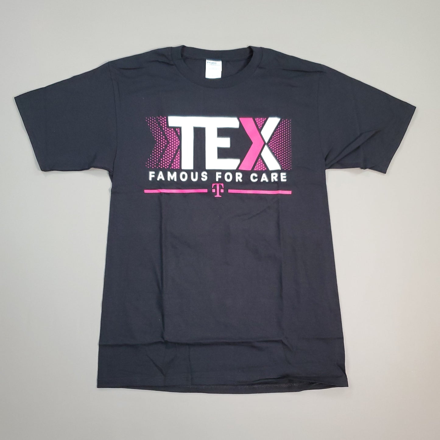 T-MOBILE Tee Shirt Short Sleeve TEX Famous For Care Men's Unisex Sz S Black/Pink (New)