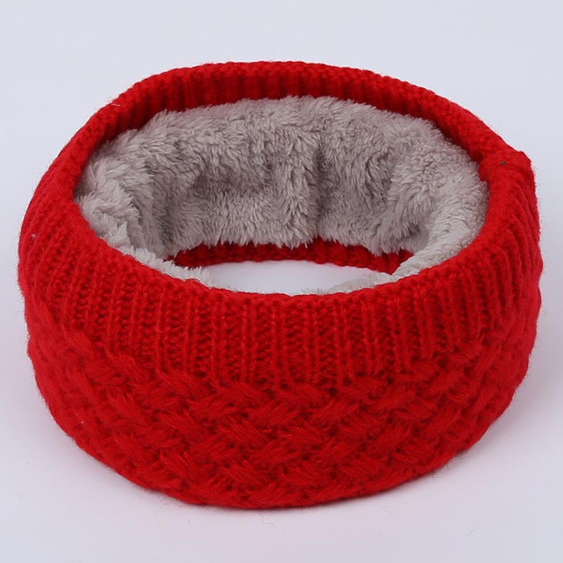 Winter warm men and women bib solid color wool knit plus velvet thick collar European and American scarves