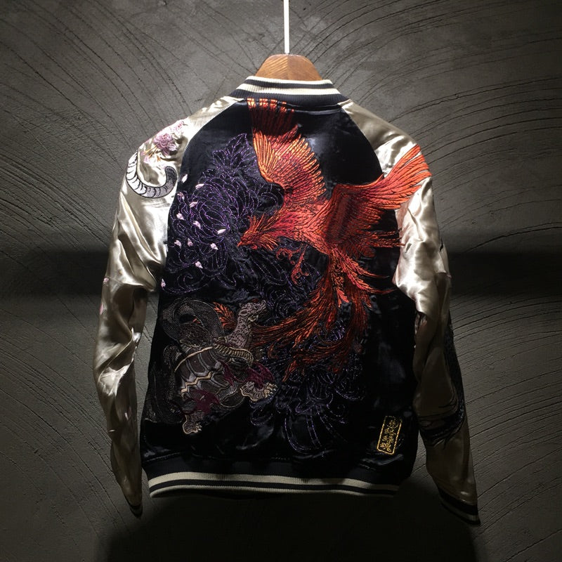 Men's Double-Sided Embroidered Jacket with Four Gods