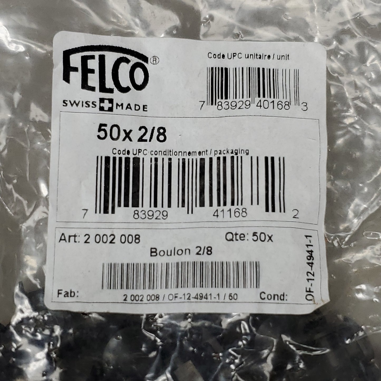 FELCO Swiss Made 50 Pack Of Pruner Replacement Bolts Boulon 2/8 2002008 For Felco 2 (New)