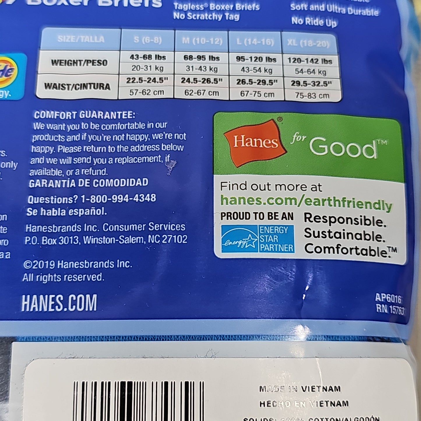 HANES Boxer Briefs 32-Pack Boy's Tagless Size S 6/8 B74SR8 (New)