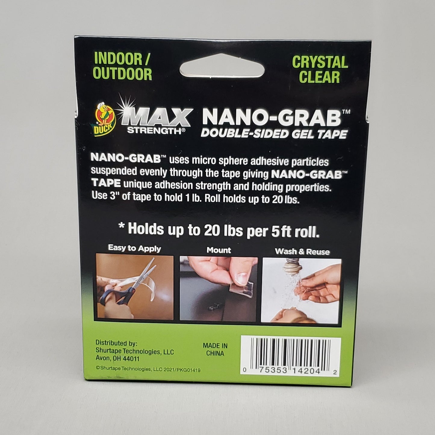 SHURTAPE 6 Pack Duck Max Strength Nano-Grab Double Sided Gel Tape .49"X5' 2mm Gauge