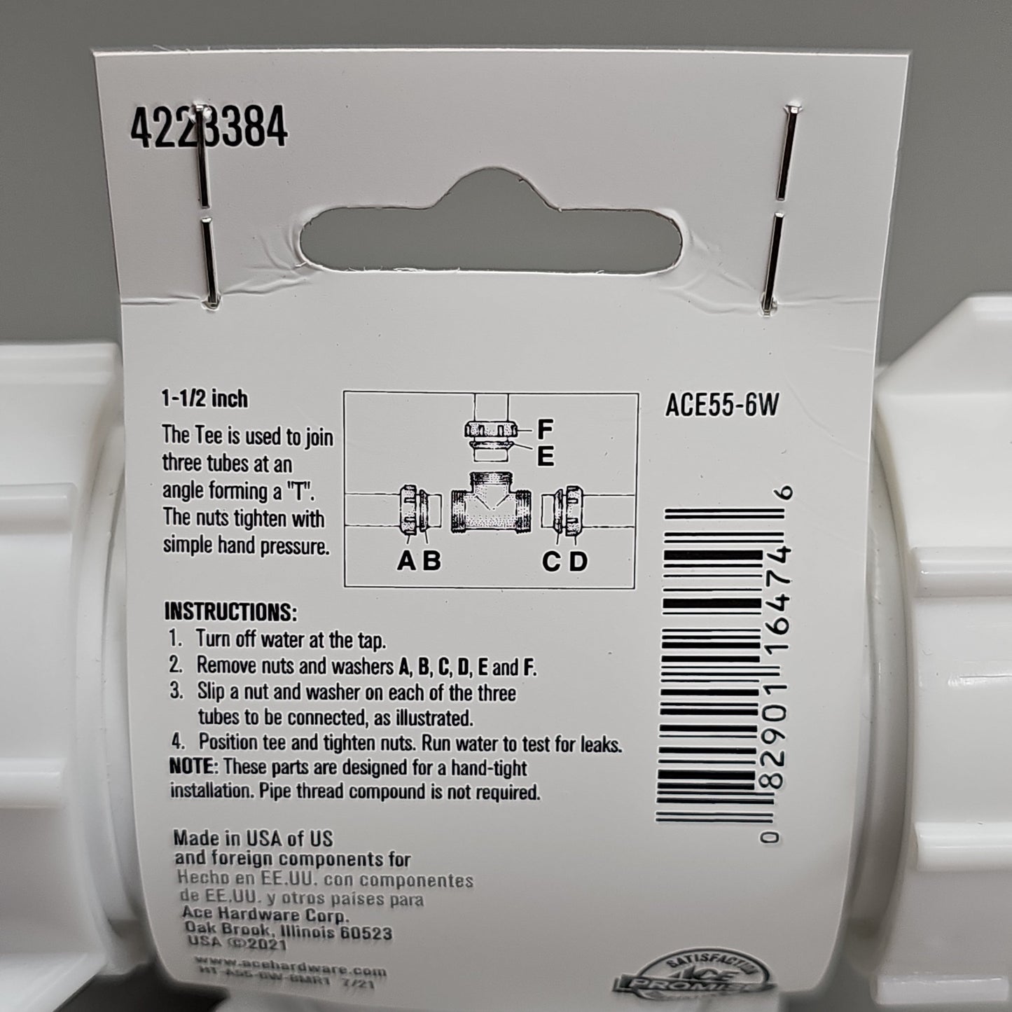 ACE Coupling Plastic Tee 3 Way 1.5" 25-Pk ACE55-6W 4223384 (New)