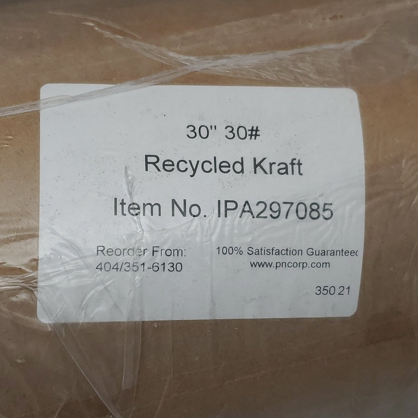 PIEDMONT NATIONAL Recycled Kraft Paper 30" x 1200' 30 lb Brown IPA297085 (New)