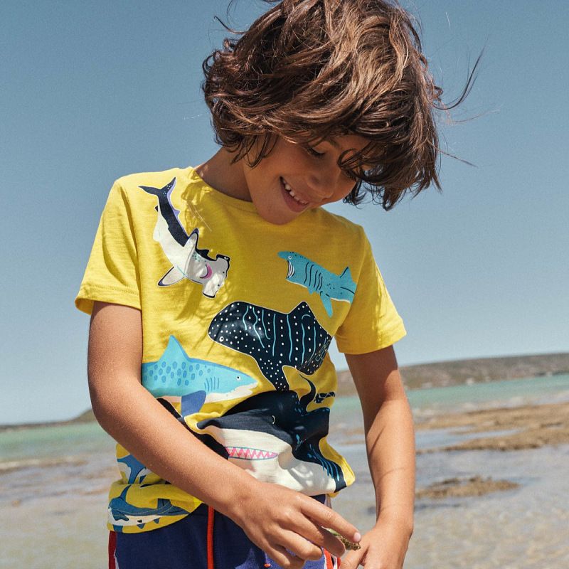 Children's Luminous Shark Pattern Short-sleeved T-shirt