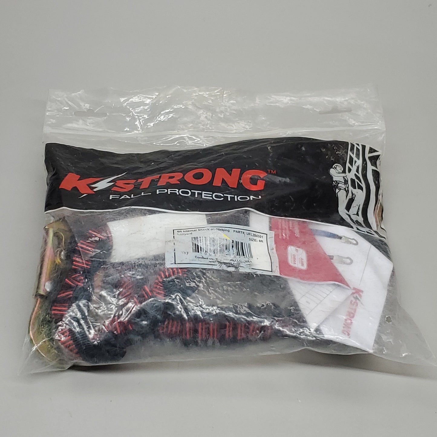 K-STRONG Fall Protection 6ft Internal Shock Absorbing Lanyard UFL204101