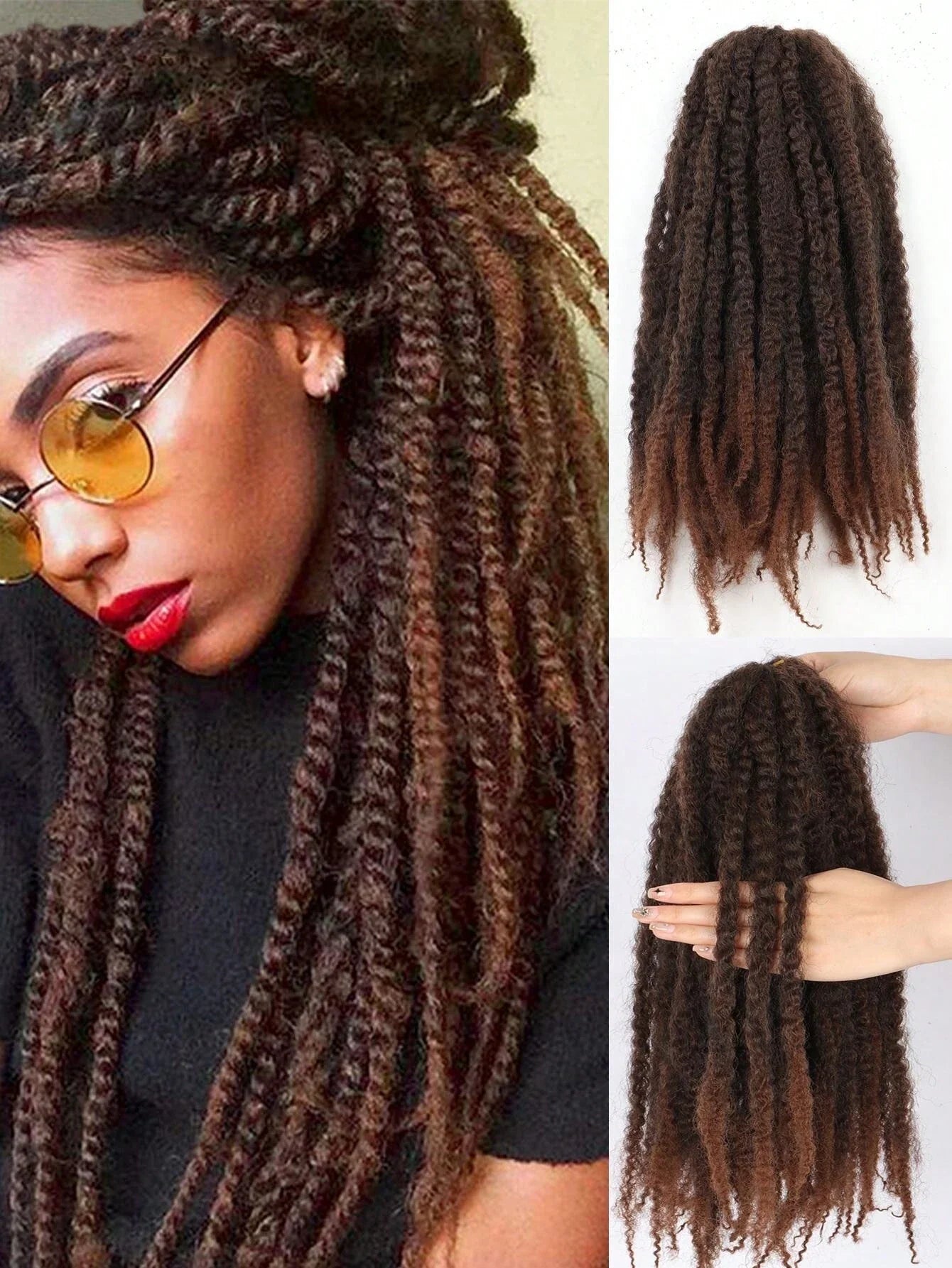 18 Inch Marley Hair for Braids | Afro Kinky Ombre | 30 Strands per Pack