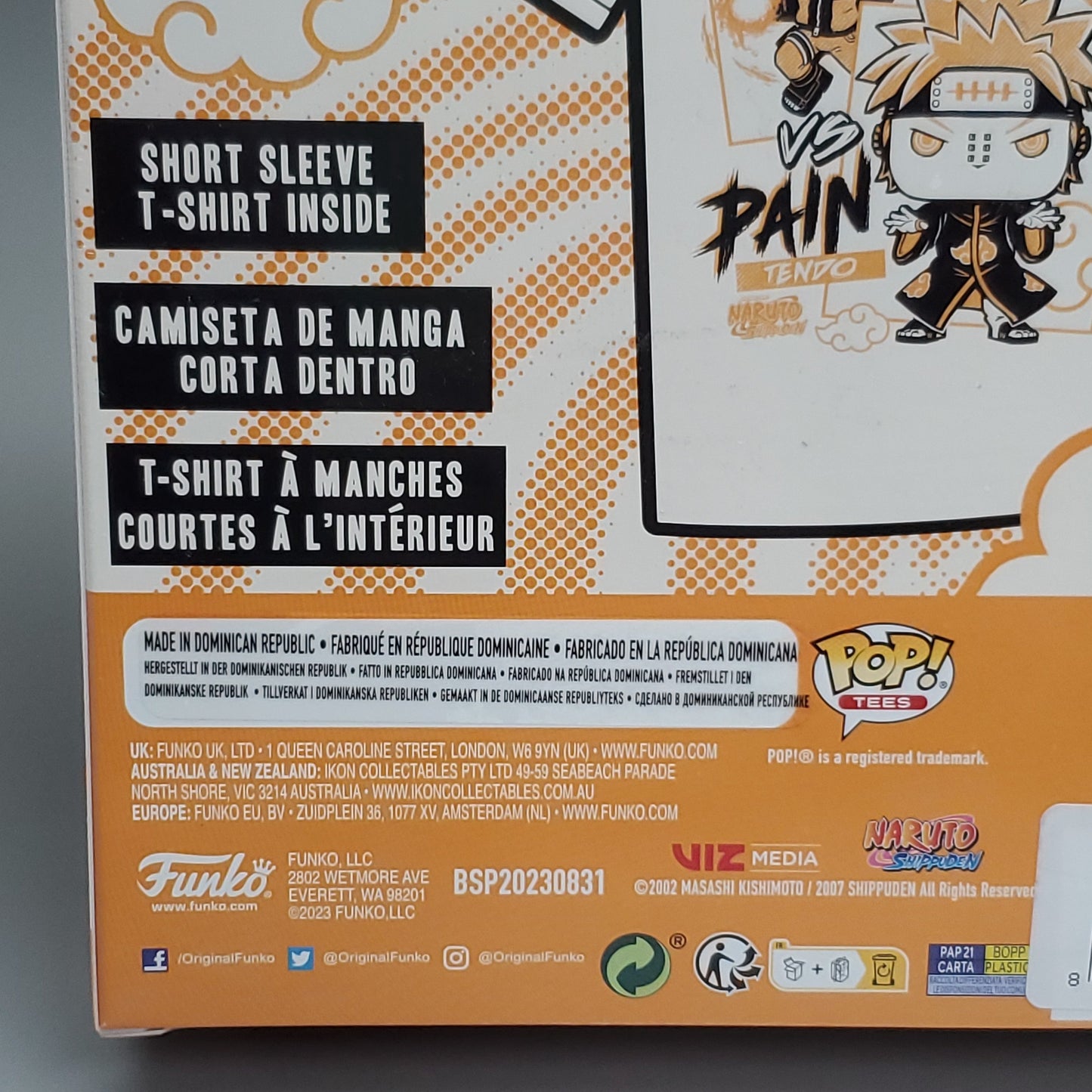 FUNKO Pop Naruto Shippuden Unisex T-Shirt SZ S Naruto vs Pain Boxed Tee