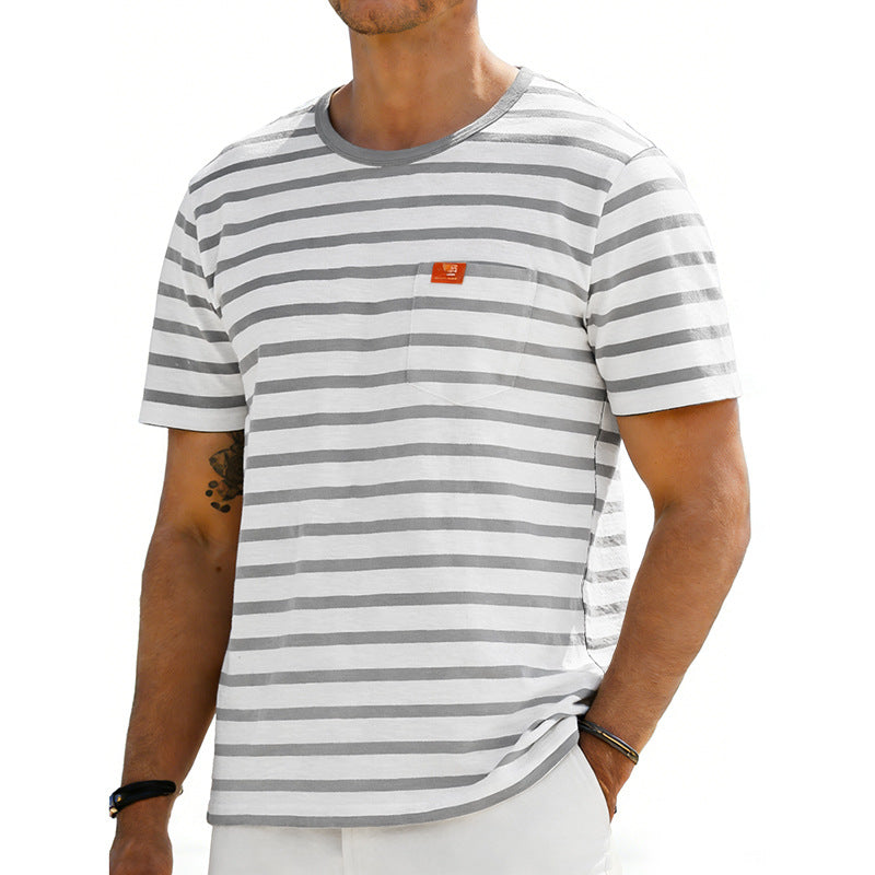 Men's Loose-fit Retro Simple Casual Crew-neck Short-sleeve T-shirt