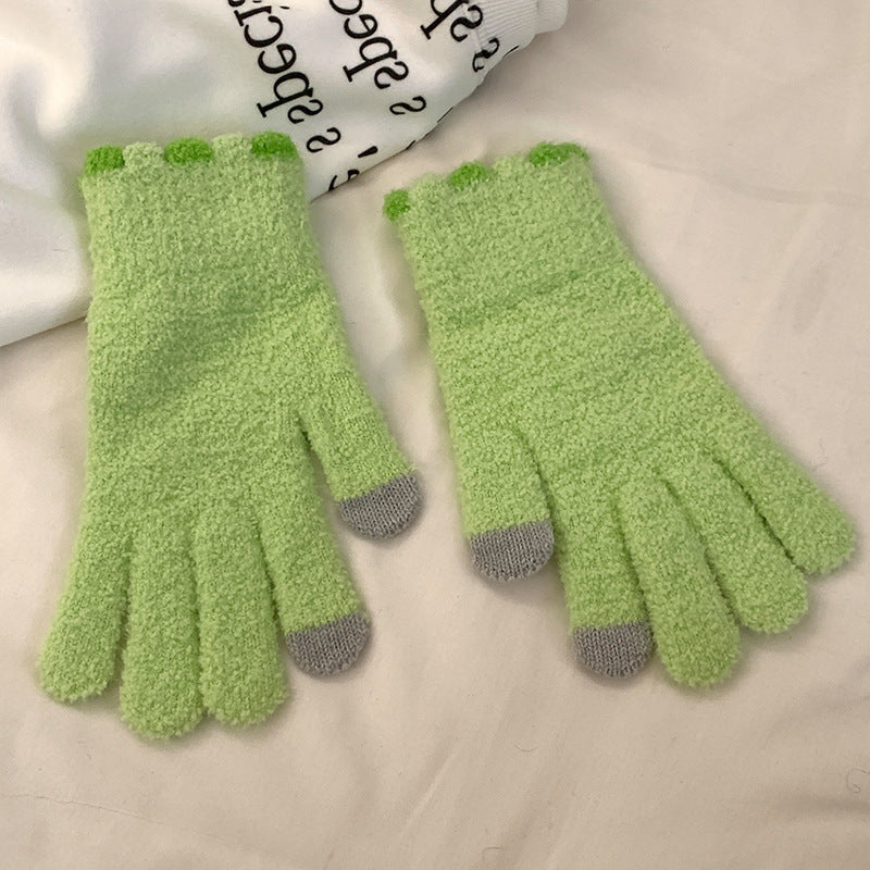 Winter Fingerless Knitted Gloves Touchscreen Warm Windproof