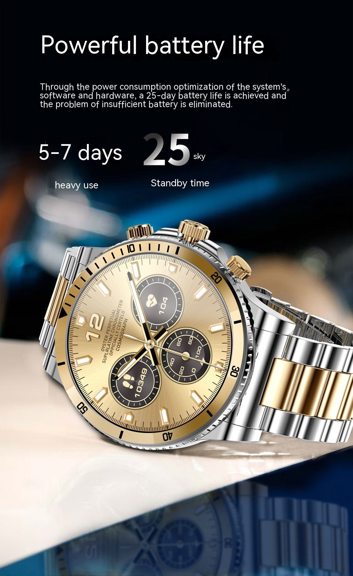 Bluetooth Sport Watch: HR, BP, Step Count