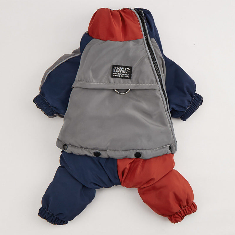 Pet Winter Color Matching Cotton-padded Clothes Dog Medium Large Dog Warm And Comfortable