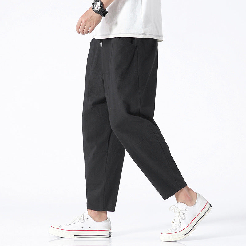 Loose Cotton Linen Cropped Harem Pants Casual
