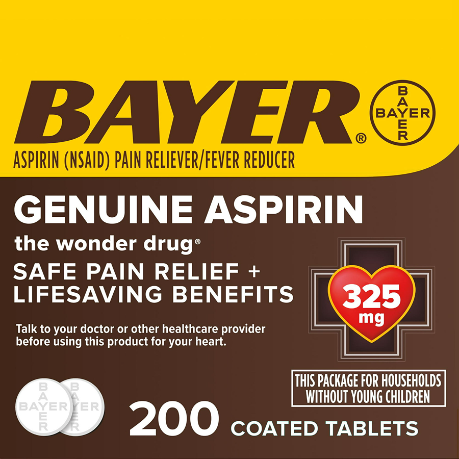 Bayer Genuine Aspirin 325mg Coated Tablets – 200 ct Value Size