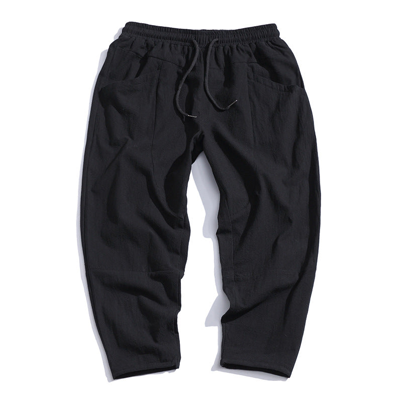 Loose Cotton Linen Cropped Harem Pants Casual