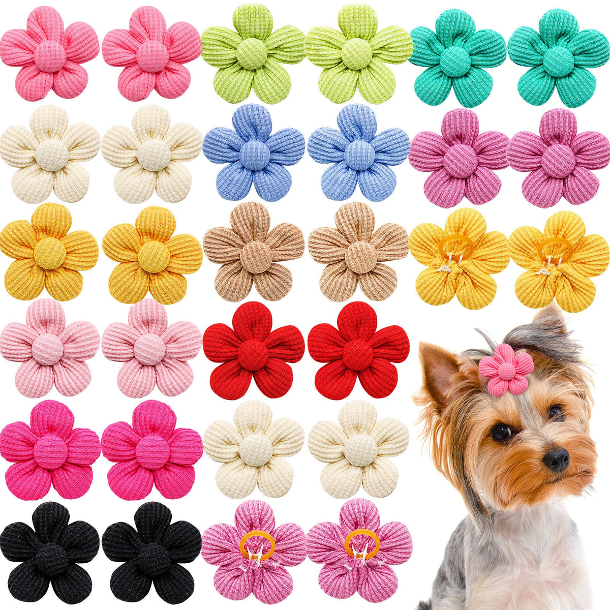 Pet Headdress Flower Spring Flower Solid Color Headdress Flower Dog Cat Accessories