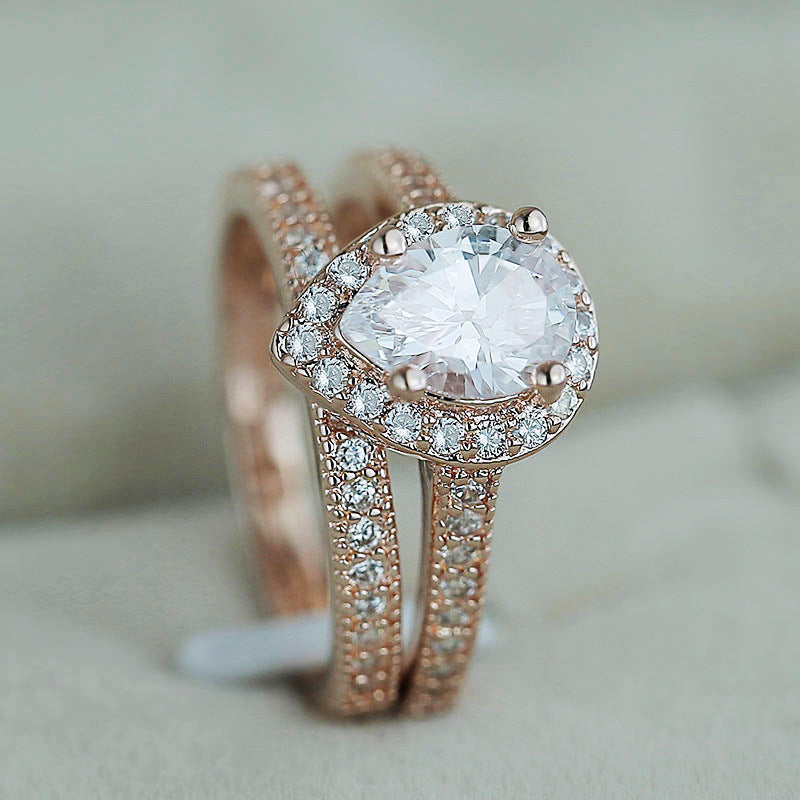 Pear Shaped Water Drop Zircon Engagement Ring Ladies Jewelry