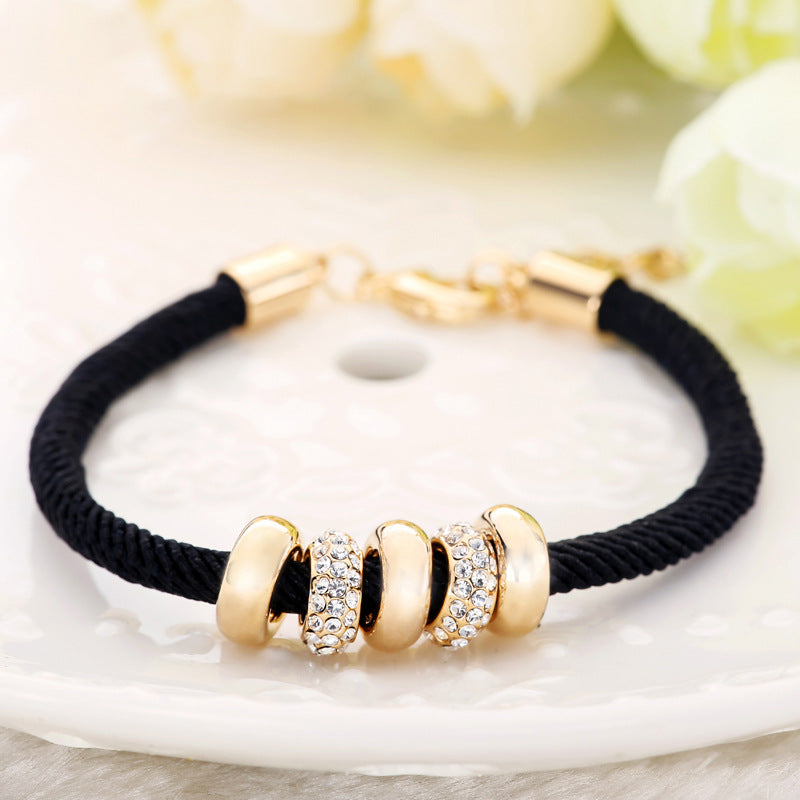 Trendy Black Electroplated Rope Bracelet