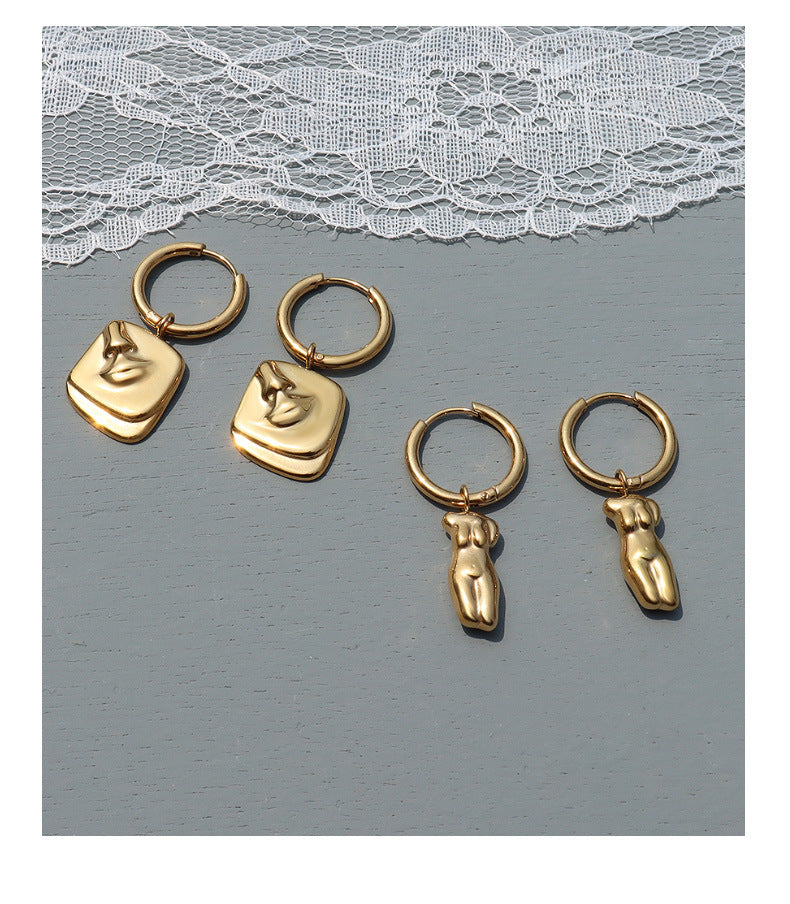 Body Art Side Face Heavy Circle Earrings