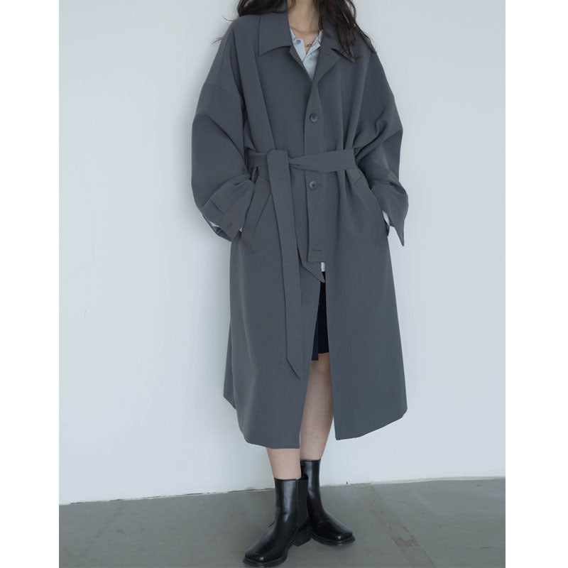 Mid-Length Casual Women's Tie-Up Waist Windbreaker Jacket
