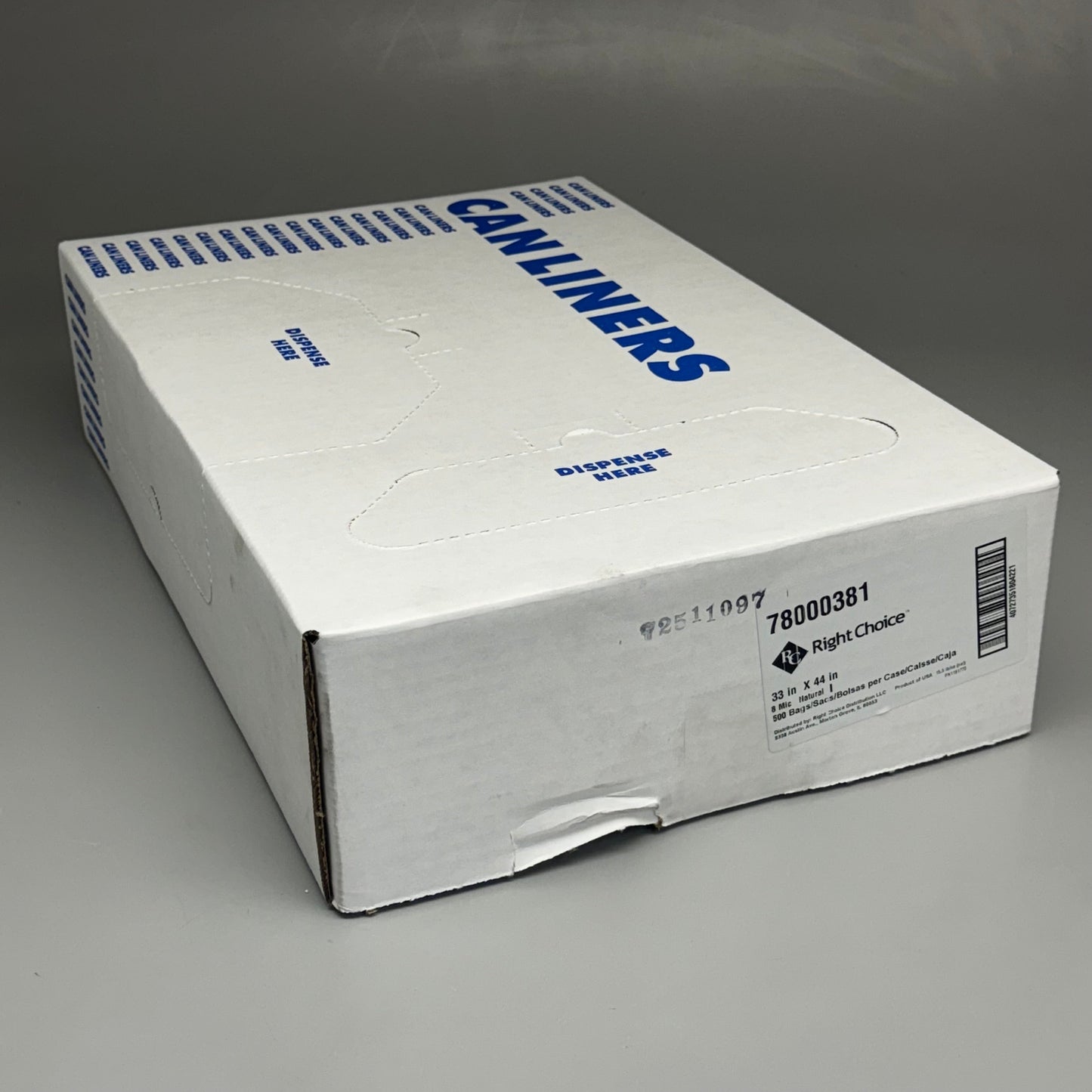 RIGHT CHOICE 500 Can Liners Plastic Bags 33 in x 44 in 8 Mic 78000381 Natural