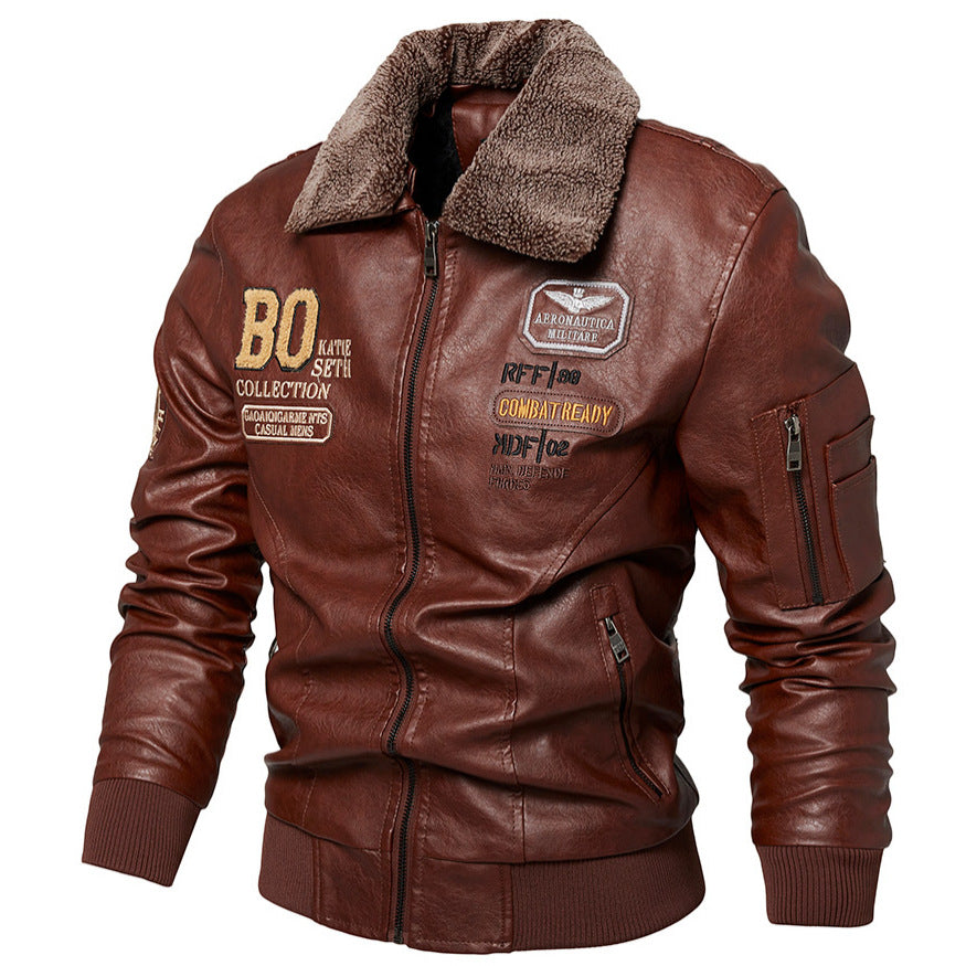 Foreign Trade New Men's Casual Fashion Leather Slim Fit Leather Jacket Coat