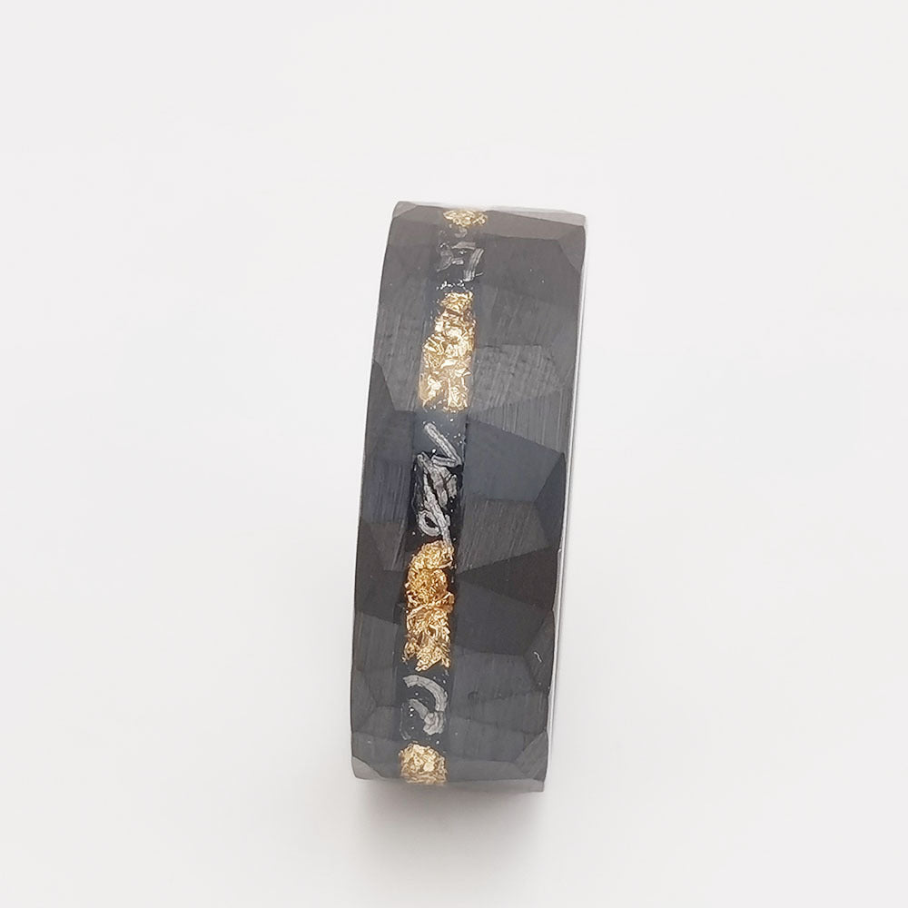 Gold Foil Debris Tungsten Ring
