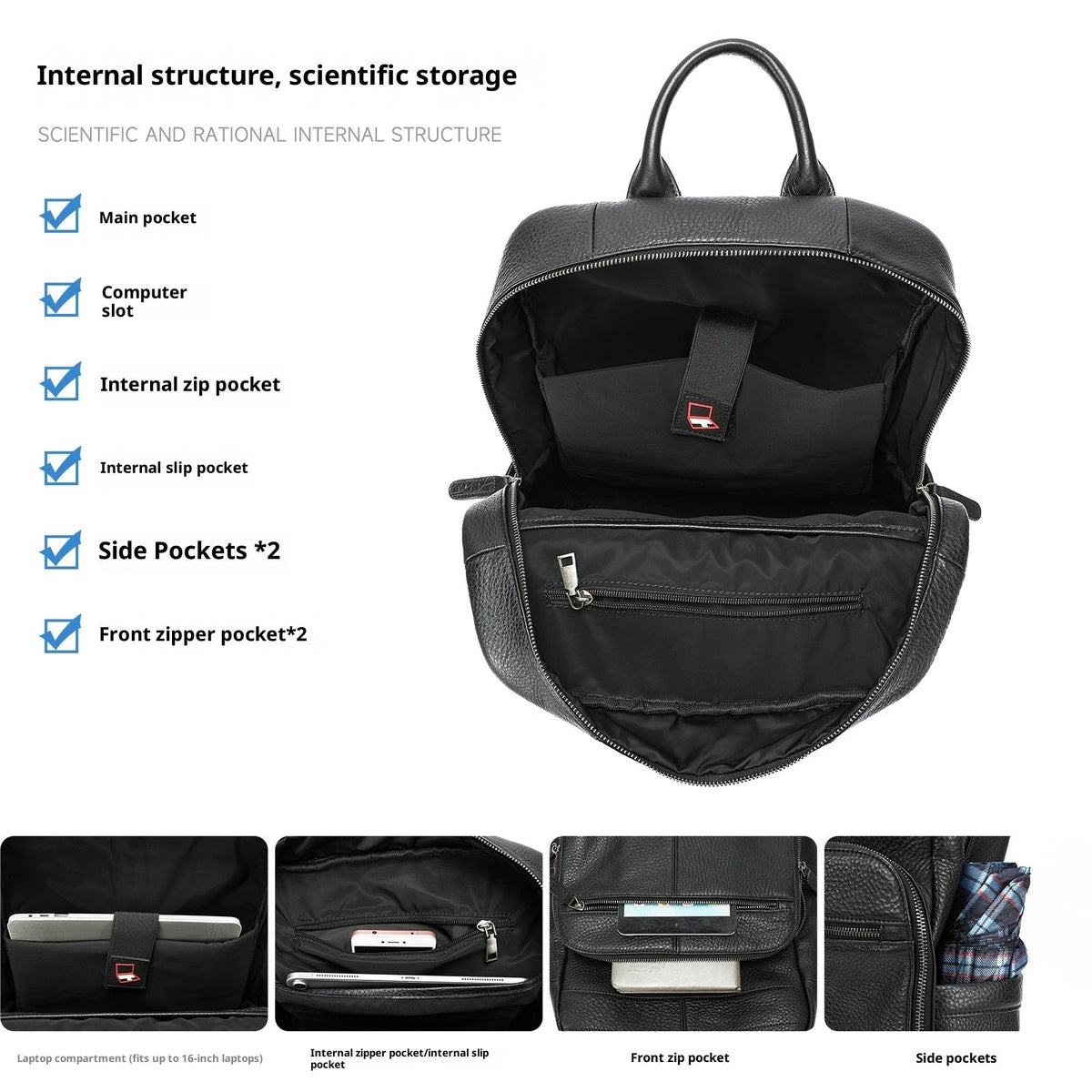 Top Layer Cowhide Backpack Leisure