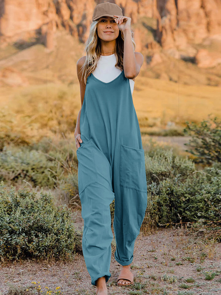 Sleeveless V-Neck Jumpsuit with Pockets