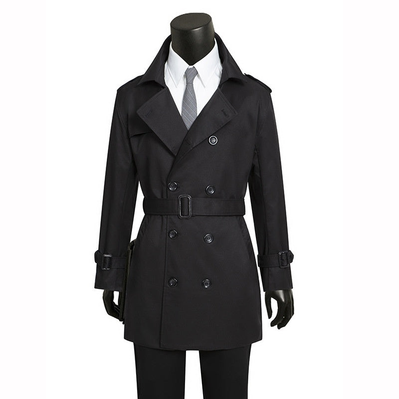 Trench Coat Slim-Fit Plus-Size British Style Mens Wear For Spring And Autumn Business Casual