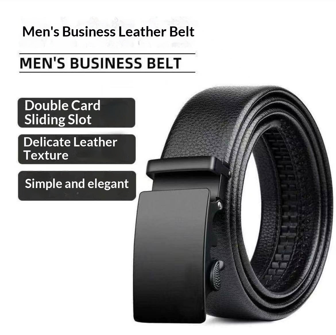 Mens Smooth Leather Belt With Automatic Buckle 1 Piece