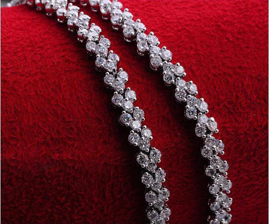 White Gold Plated Multi-Diamond Bracelet