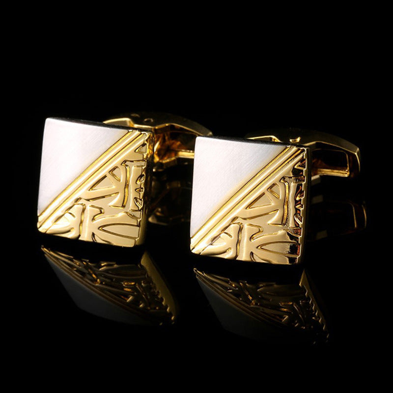 Two-tone Square Pattern Copper Cufflinks