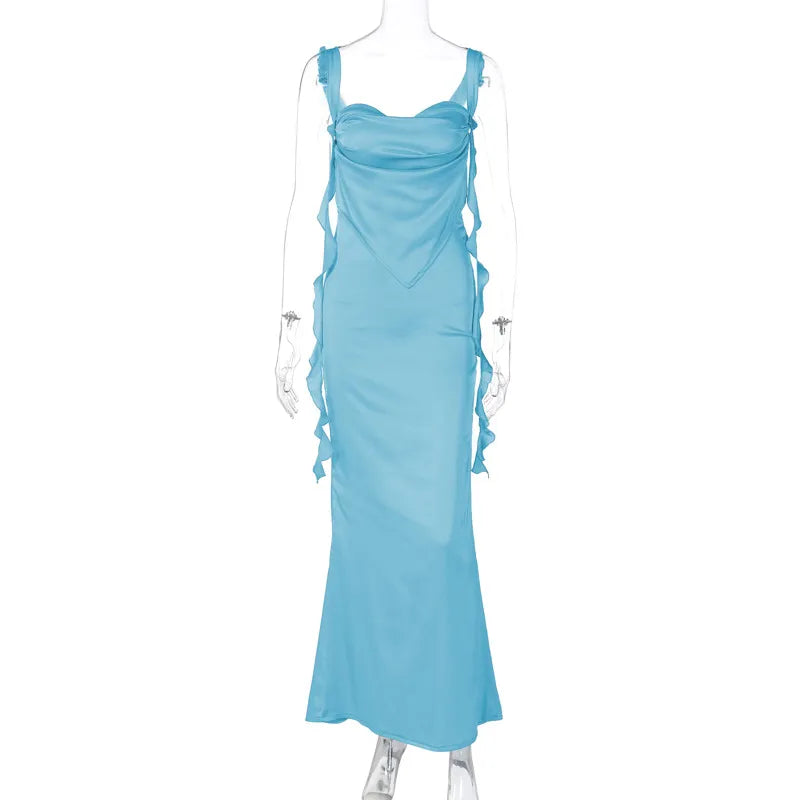 Style Loft Collection Arboretum Lights Lace Sling Ruffled Backless Ribbon Dress