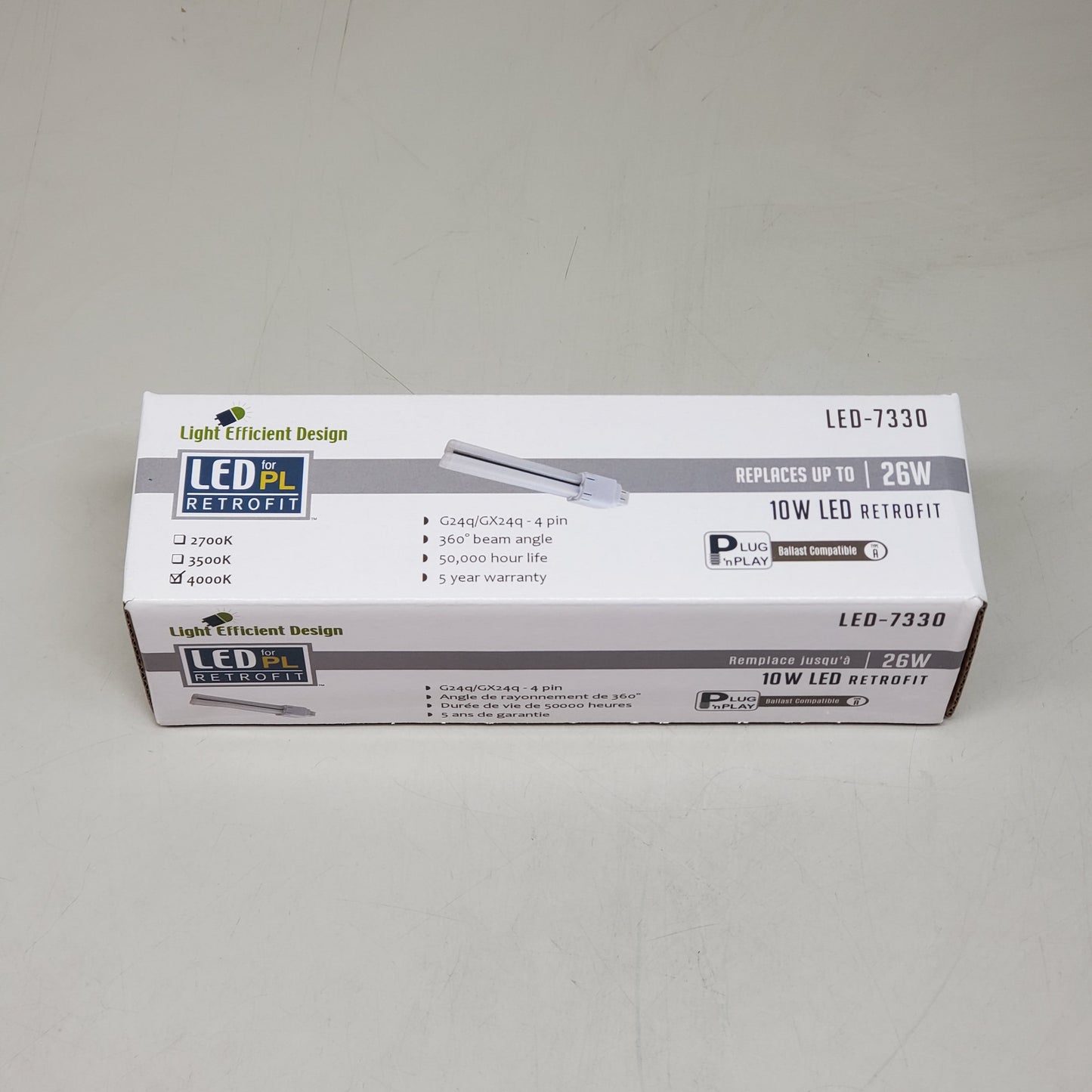 LIGHT EFFICIENT DESIGN 6PK! 10W LED Bulb for PL Retrofit LED-7330 LED-7330-40K-G2