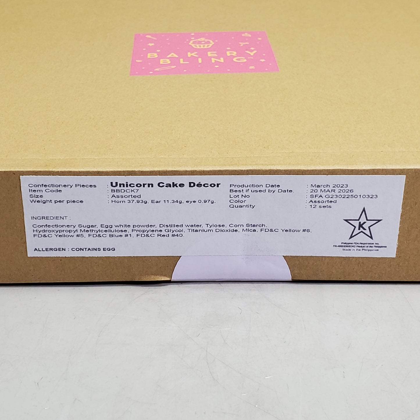 ZA@ BAKERY BLING (12 Sets) Unicorn Cake Decor BBDCK7-BULK BB 03/26 C