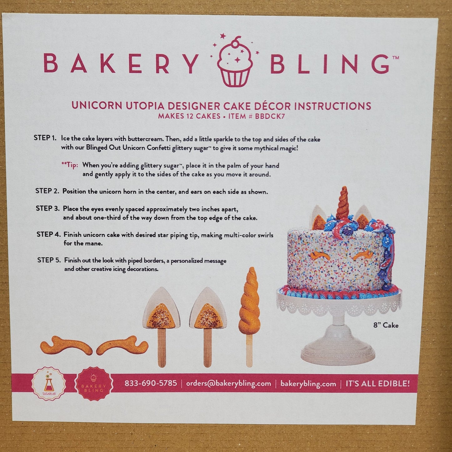 ZA@ BAKERY BLING (12 Sets) Unicorn Cake Decor BBDCK7-BULK BB 03/26 C