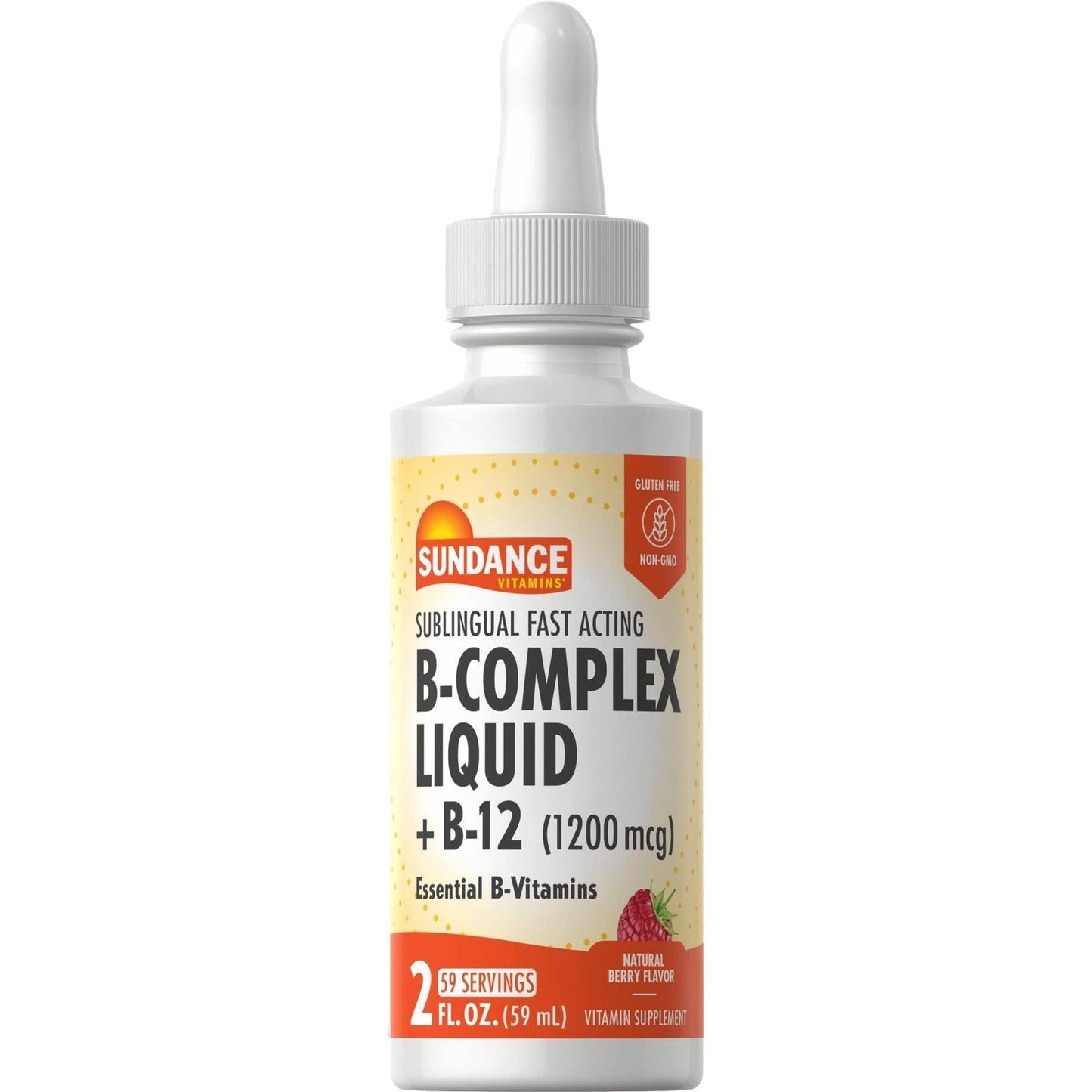 Sundance Vitamins B + B12 Complex Liquid Natural Berry Flavor, 1200 Mcg, 2 Oz