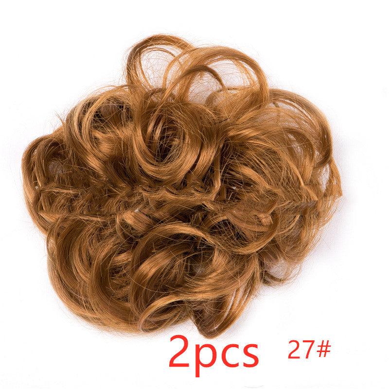 Fluffy Drawstring Curly Hair Bun Hair Set