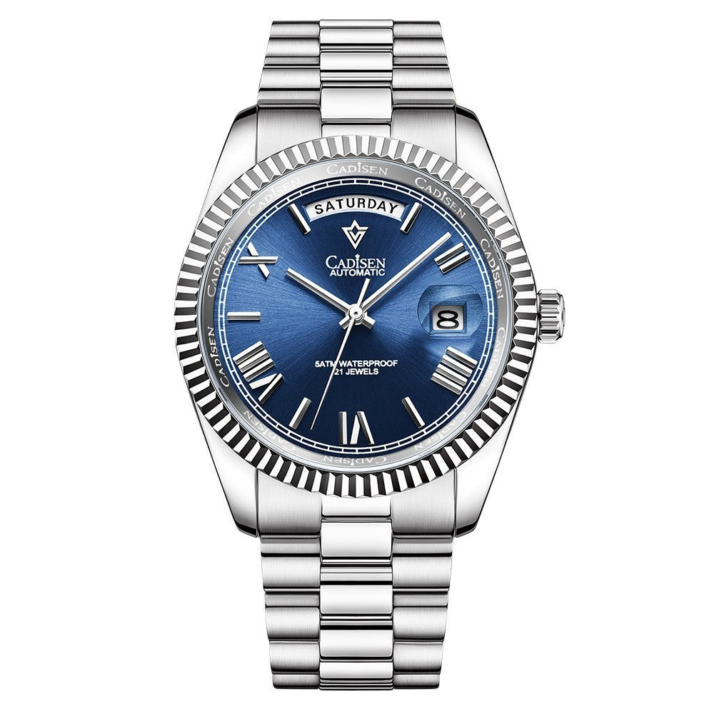 Men's Automatic Stainless Steel Sapphire Calendar Watch