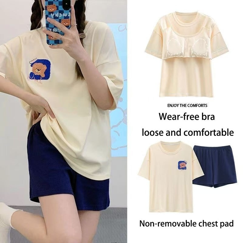 Womens Padded Bra Sleepwear Set