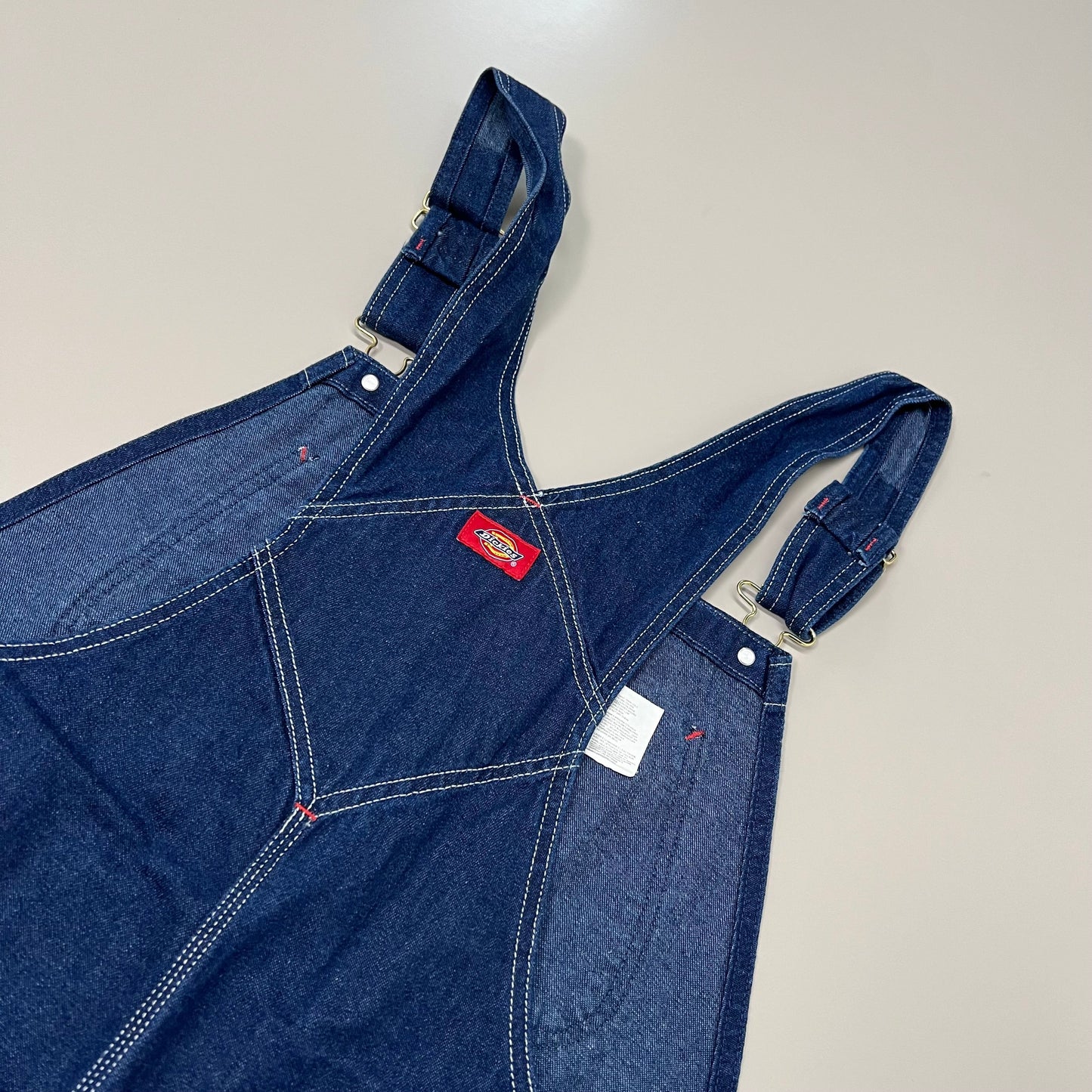 DICKIES Classic High Back Wide Leg Bib Overall Men's 40X30 Rinsed Indigo Blue